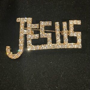 Gold and Silver Jesus Brooch